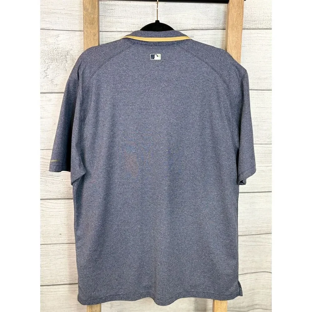 Milwaukee Brewers Nike Dri-Fit Men's Polo Shirt Blue Size L‎